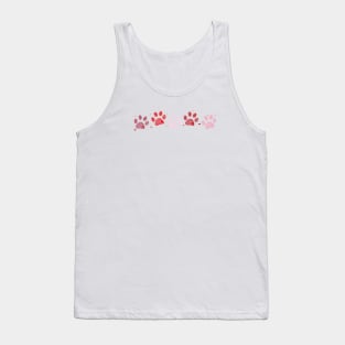 Happy Valentine's Day greeting card with red hearts and paw prints Tank Top